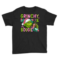 Christmas Characters And Bougie Youth Tee -Santa Clothing Shop pd.2526262717.37.25084751.s3.1 front black ffffff none x0y0 129 800x800 1