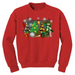 Christmas Trees With Volleyball Youth Sweatshirt -Santa Clothing Shop pd.2526263893.52.25084800.s3.1 front red ffffff none x0y0 169 800x800 1