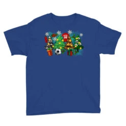 Christmas Trees With Soccer Youth Tee -Santa Clothing Shop pd.2526264014.37.25084799.s3.1 front blue ffffff none x0y0 129 800x800 1