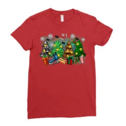 Christmas Trees With Hockey Ladies Fitted T-Shirt -Santa Clothing Shop pd.2526264121.36.25084798.s3.1 front red ffffff none x0y0 154 800x800 1