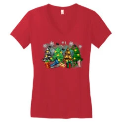 Christmas Trees With Hockey Women's V-Neck T-Shirt 7 Christmas Trees With Hockey Women's V-Neck T-Shirt -Santa Clothing Shop pd.2526264133.72.25084798.s3.1 front red ffffff none x0y0 138 800x800 1