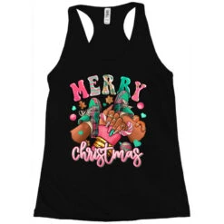 Pink Merry Christmas Black Girl Sneakers Racerback Tank -Santa Clothing Shop pd.2526264388.45.25083373.s3.1 front black ffffff none x1.5y0 141 800x800 1