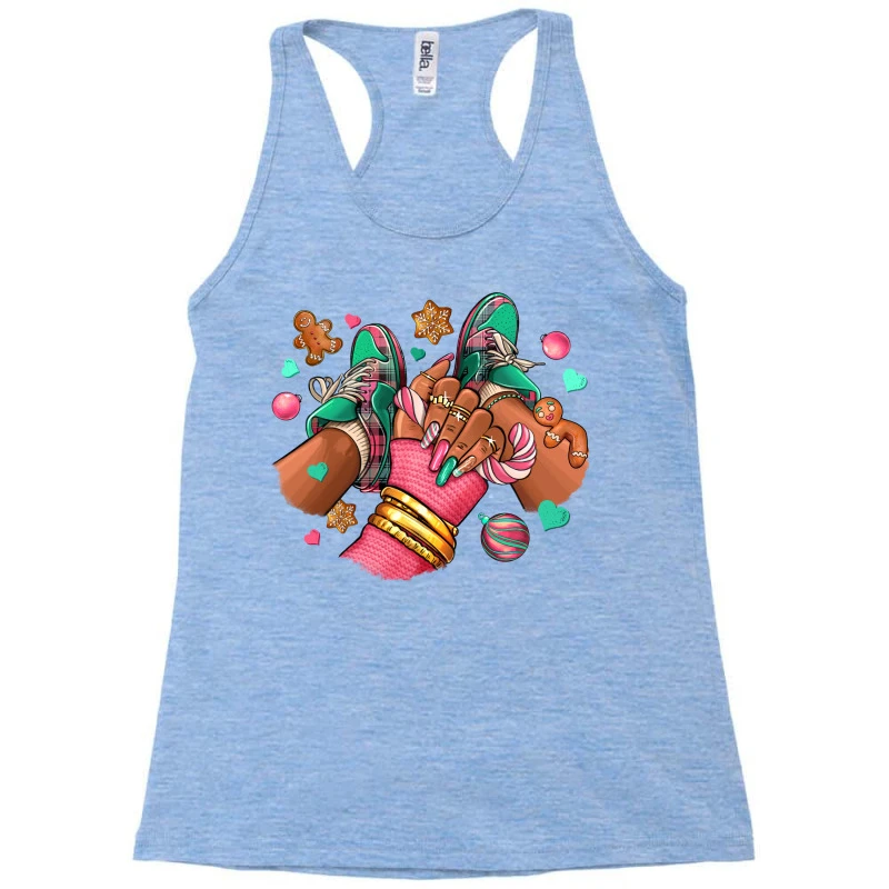 Pink Christmas Black Girl Sneakers Racerback Tank 3 Pink Christmas Black Girl Sneakers Racerback Tank - Image 3