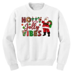 Holly Jolly Vibes Christmas With Santa Youth Sweatshirt -Santa Clothing Shop pd.2526277301.52.25057754.s3.1 front white ffffff none x0y0 169 800x800 1