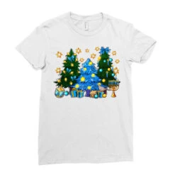Hannukah Christmas Trees Ladies Fitted T-Shirt -Santa Clothing Shop pd.2526278298.36.25057749.s3.1 front white ffffff none x0y0 154 800x800 1