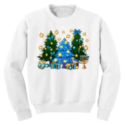 Hannukah Christmas Trees Youth Sweatshirt -Santa Clothing Shop pd.2526278326.52.25057749.s3.1 front white ffffff none x0y0 169 800x800 1