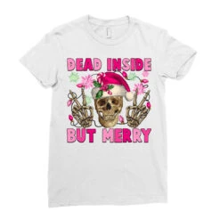 Dead Inside But Merry Pink Christmas Skeleton Ladies Fitted T-Shirt -Santa Clothing Shop pd.2526287692.36.25057725.s3.1 front white ffffff none x0y0 154 800x800 1