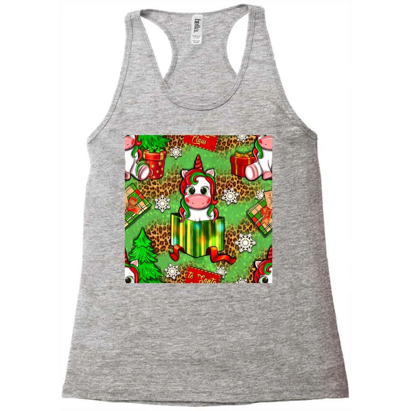 Christmas Unicorn And Gift Box Racerback Tank 3 Christmas Unicorn And Gift Box Racerback Tank - Image 3