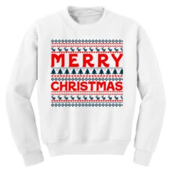Happy Merry Christmas Pattern Youth Sweatshirt -Santa Clothing Shop pd.2526294699.52.25086402.s3.1 front white ffffff none x0y0 169 800x800 1