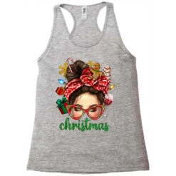 Christmas Messy Bun With Gingerbread Man Racerback Tank -Santa Clothing Shop pd.2526303701.45.25057682.s3.1 front grey ffffff none x4.5y0 135 800x800 1