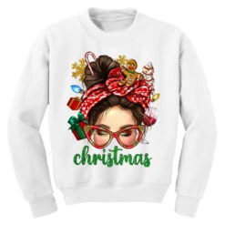 Christmas Messy Bun With Gingerbread Man Youth Sweatshirt 7 Christmas Messy Bun With Gingerbread Man Youth Sweatshirt -Santa Clothing Shop pd.2526303718.52.25057682.s3.1 front white ffffff none x1.5y0 166 800x800 1