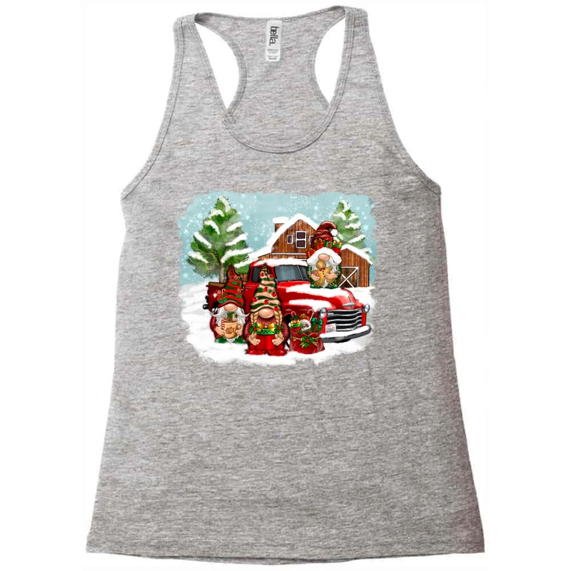 Christmas Gnomes With Red Truck Racerback Tank 3 Christmas Gnomes With Red Truck Racerback Tank - Image 3