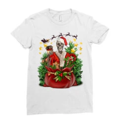 Santa Skeleton Christmas Ladies Fitted T-Shirt -Santa Clothing Shop pd.2526319695.36.25057532.s3.1 front white ffffff none x0y0 154 800x800 1