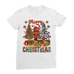 Merry Christmas With Western Trees Ladies Fitted T-Shirt -Santa Clothing Shop pd.2526320077.36.25057531.s3.1 front white ffffff none x0y0 154 800x800 1