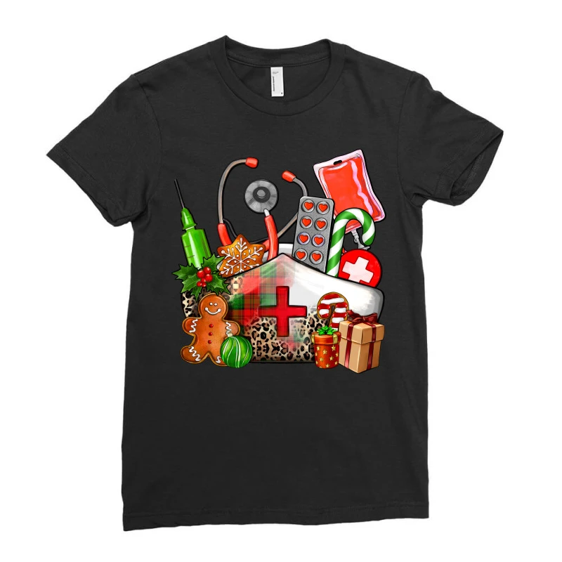 Nurse And Christmas Ladies Fitted T-Shirt 3 Nurse And Christmas Ladies Fitted T-Shirt - Image 3