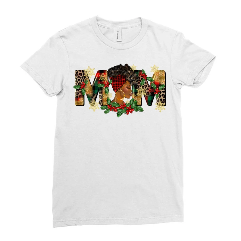 Afro Woman Christmas Mom Ladies Fitted T-Shirt 3 Afro Woman Christmas Mom Ladies Fitted T-Shirt - Image 3