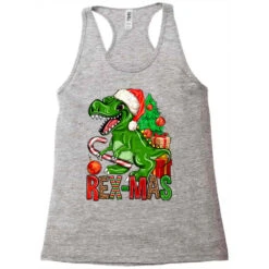 Rex-mas Christmas T-Rex Racerback Tank -Santa Clothing Shop pd.2526352384.45.25087130.s3.1 front grey ffffff none x7.5y0 129 800x800 1