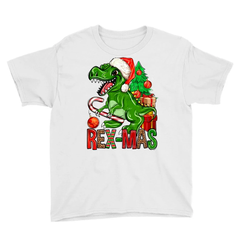 Rex-mas Christmas T-Rex Youth Tee 3 Rex-mas Christmas T-Rex Youth Tee - Image 3