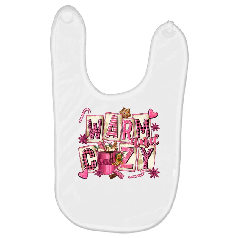 Pink Christmas Warm And Cozy With Hot Chocolate Baby Bibs 1 Pink Christmas Warm And Cozy With Hot Chocolate Baby Bibs