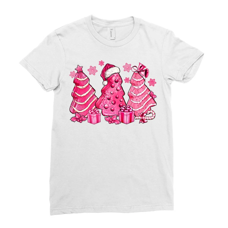 Pink Christmas Tree Cakes Ladies Fitted T-Shirt 3 Pink Christmas Tree Cakes Ladies Fitted T-Shirt - Image 3
