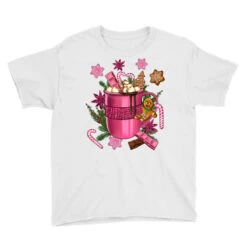 Pink Christmas Hot Chocolate Coffee Cup Youth Tee -Santa Clothing Shop pd.2526358898.37.25087077.s3.1 front white ffffff none x0y0 129 800x800 1