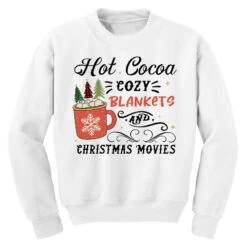 Hot Cocoa Cozy Blankets And Christmas Youth Sweatshirt -Santa Clothing Shop pd.2526364933.52.25087376.s3.1 front white ffffff none x0y0 169 800x800 1