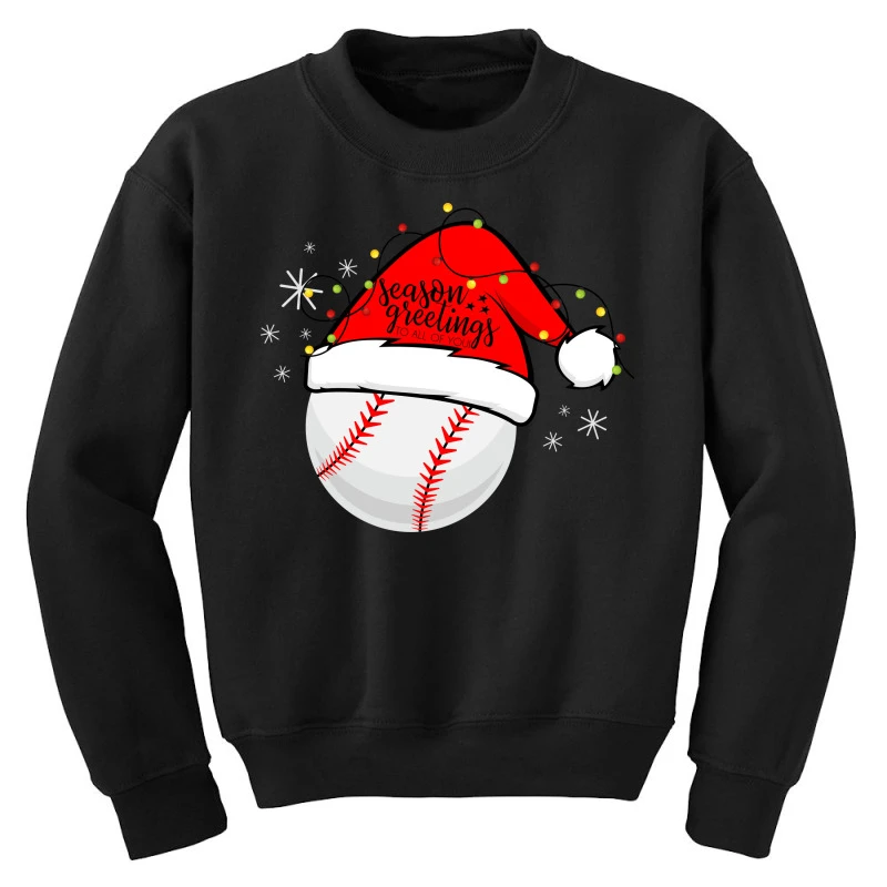 Christmas Baseball Seasons Greetings Youth Sweatshirt 3 Christmas Baseball Seasons Greetings Youth Sweatshirt - Image 3