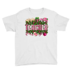 Pink Christmas Teacher Youth Tee -Santa Clothing Shop pd.2526423930.37.25087075.s3.1 front white ffffff none x0y0 129 800x800 1