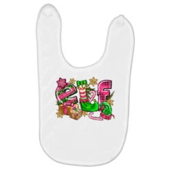 Pink Christmas Elf Baby Bibs