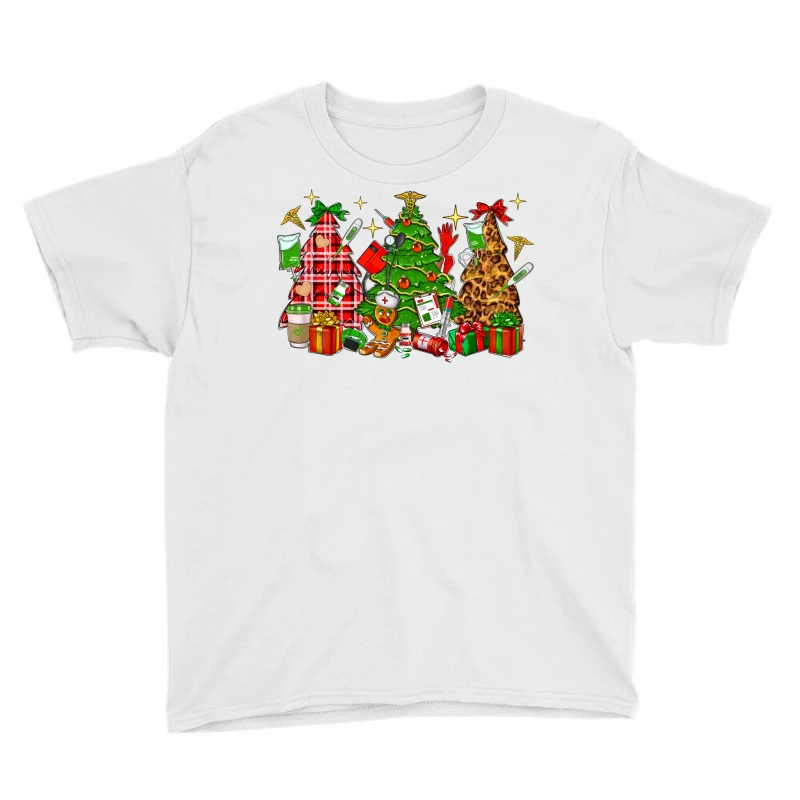 Nurse Christmas Trees Youth Tee 3 Nurse Christmas Trees Youth Tee - Image 3