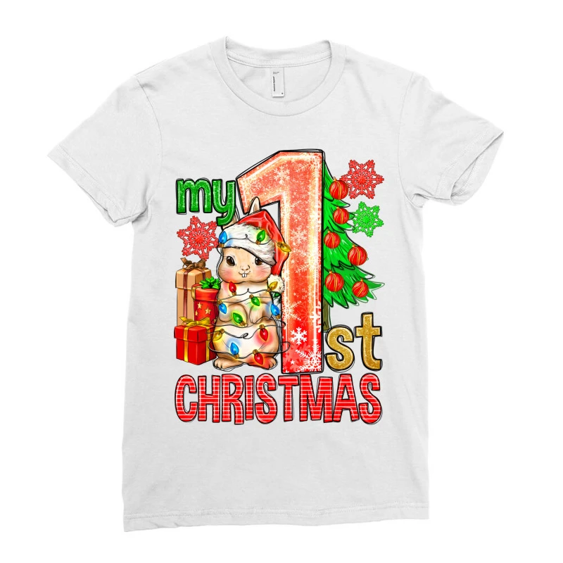 My First Christmas Rabbit Ladies Fitted T-Shirt 3 My First Christmas Rabbit Ladies Fitted T-Shirt - Image 3