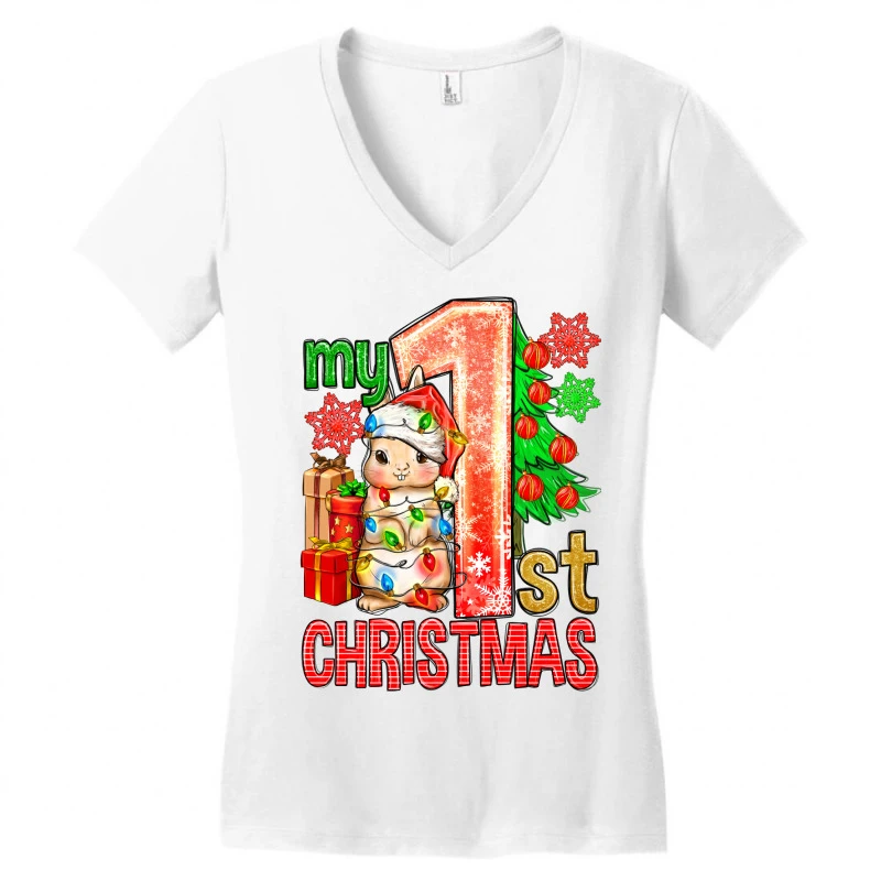 My First Christmas Rabbit Women's V-Neck T-Shirt 3 My First Christmas Rabbit Women's V-Neck T-Shirt - Image 3