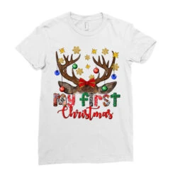 My First Christmas With Reindeer Ladies Fitted T-Shirt 7 My First Christmas With Reindeer Ladies Fitted T-Shirt -Santa Clothing Shop pd.2526433509.36.25087026.s3.1 front white ffffff none x0y0 154 800x800 1