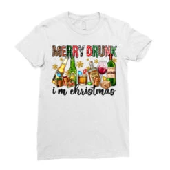 Merry Drunk I'm Christmas With Alcohol Ladies Fitted T-Shirt -Santa Clothing Shop pd.2526443358.36.25087013.s3.1 front white ffffff none x0y0 154 800x800 1