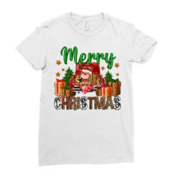 Merry Christmas With Truck Ladies Fitted T-Shirt -Santa Clothing Shop pd.2526444385.36.25087006.s3.1 front white ffffff none x0y0 154 800x800 1