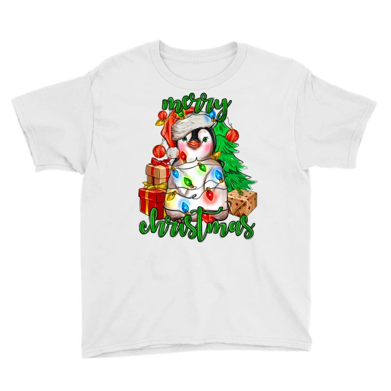 Merry Christmas Penguin Youth Tee 3 Merry Christmas Penguin Youth Tee - Image 3