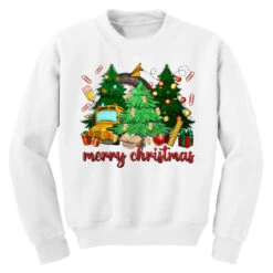 Merry Christmas School Bus Christmas Trees Youth Sweatshirt -Santa Clothing Shop pd.2526445315.52.25086998.s3.1 front white ffffff none x0y0 169 800x800 1