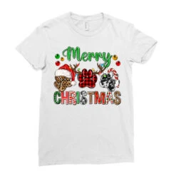 Merry Christmas Paws Ladies Fitted T-Shirt -Santa Clothing Shop pd.2526446057.36.25086992.s3.1 front white ffffff none x0y0 154 800x800 1
