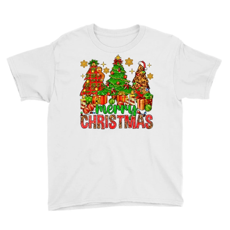 Merry Christmas And Christmas Trees Youth Tee 3 Merry Christmas And Christmas Trees Youth Tee - Image 3