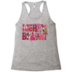 Merry And Bright Pink Christmas Racerback Tank 7 Merry And Bright Pink Christmas Racerback Tank -Santa Clothing Shop pd.2526453901.45.25086979.s3.1 front grey ffffff none x0y0 144 800x800 1
