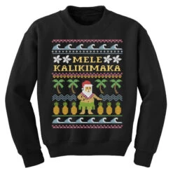Mele Kalikimaka Christmas Youth Sweatshirt -Santa Clothing Shop pd.2526465260.52.25090869.s3.1 front black ffffff none x2y0 165 800x800 1