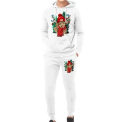 Red Christmas Long Haired Cow Hoodie & Jogger Set