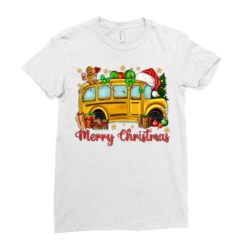 Merry Christmas School Bus Ladies Fitted T-Shirt -Santa Clothing Shop pd.2526561655.36.25093311.s3.1 front white ffffff none x0y0 154 800x800 1