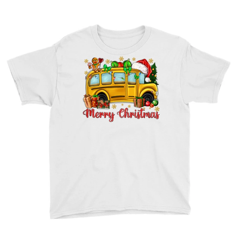 Merry Christmas School Bus Youth Tee 3 Merry Christmas School Bus Youth Tee - Image 3
