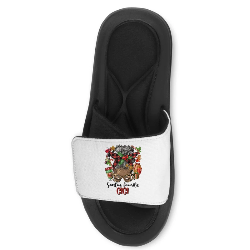 Afro Messy Bun Christmas Gigi Slide Sandal 2 Afro Messy Bun Christmas Gigi Slide Sandal - Image 2