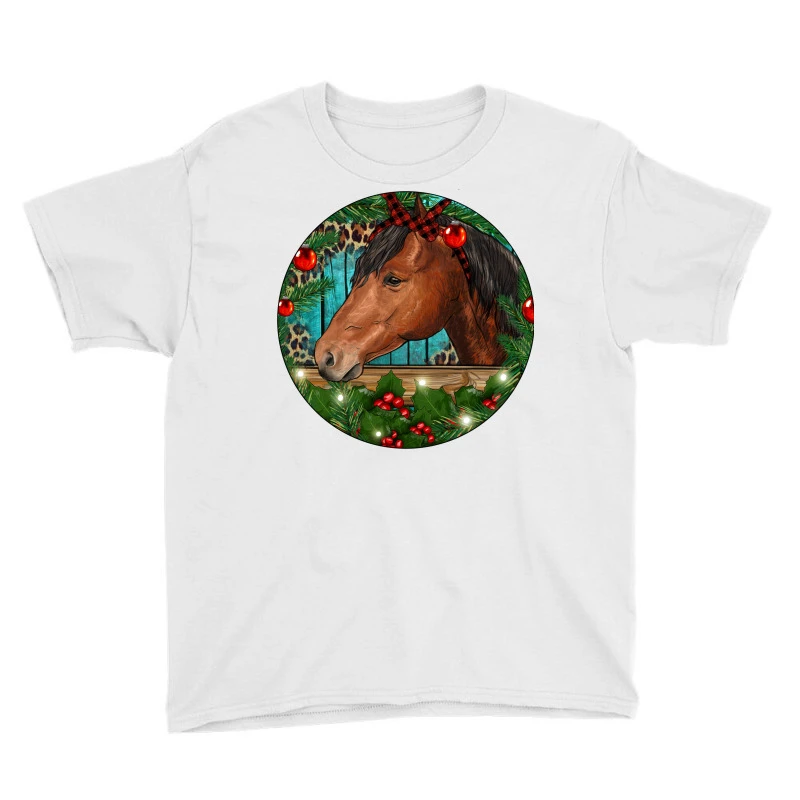 Western Horse Christmas Youth Tee 3 Western Horse Christmas Youth Tee - Image 3