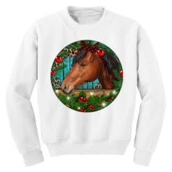 Western Horse Christmas Youth Sweatshirt -Santa Clothing Shop pd.2526590473.52.25093932.s3.1 front white ffffff none x0y0 169 800x800 1