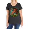 Western Horse Christmas Ladies Curvy T-Shirt