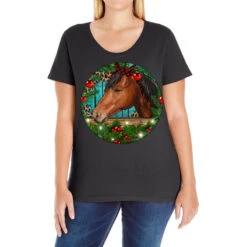Western Horse Christmas Ladies Curvy T-Shirt
