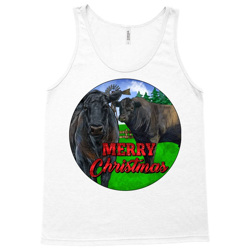 Black Angus Cattle And Bull Merry Christmas Tank Top 3 Black Angus Cattle And Bull Merry Christmas Tank Top - Image 3